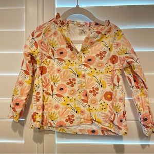 Aimama Floral Print Corduroy Top Pink Yellow White Size 2T
